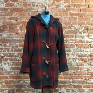 Vintage Land’s End Shadow Plaid Wool Duffle size 8